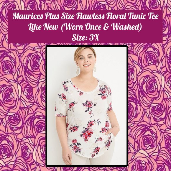 Maurices Plus Size Flawless Floral Tunic Tee 3X - Picture 1 of 10
